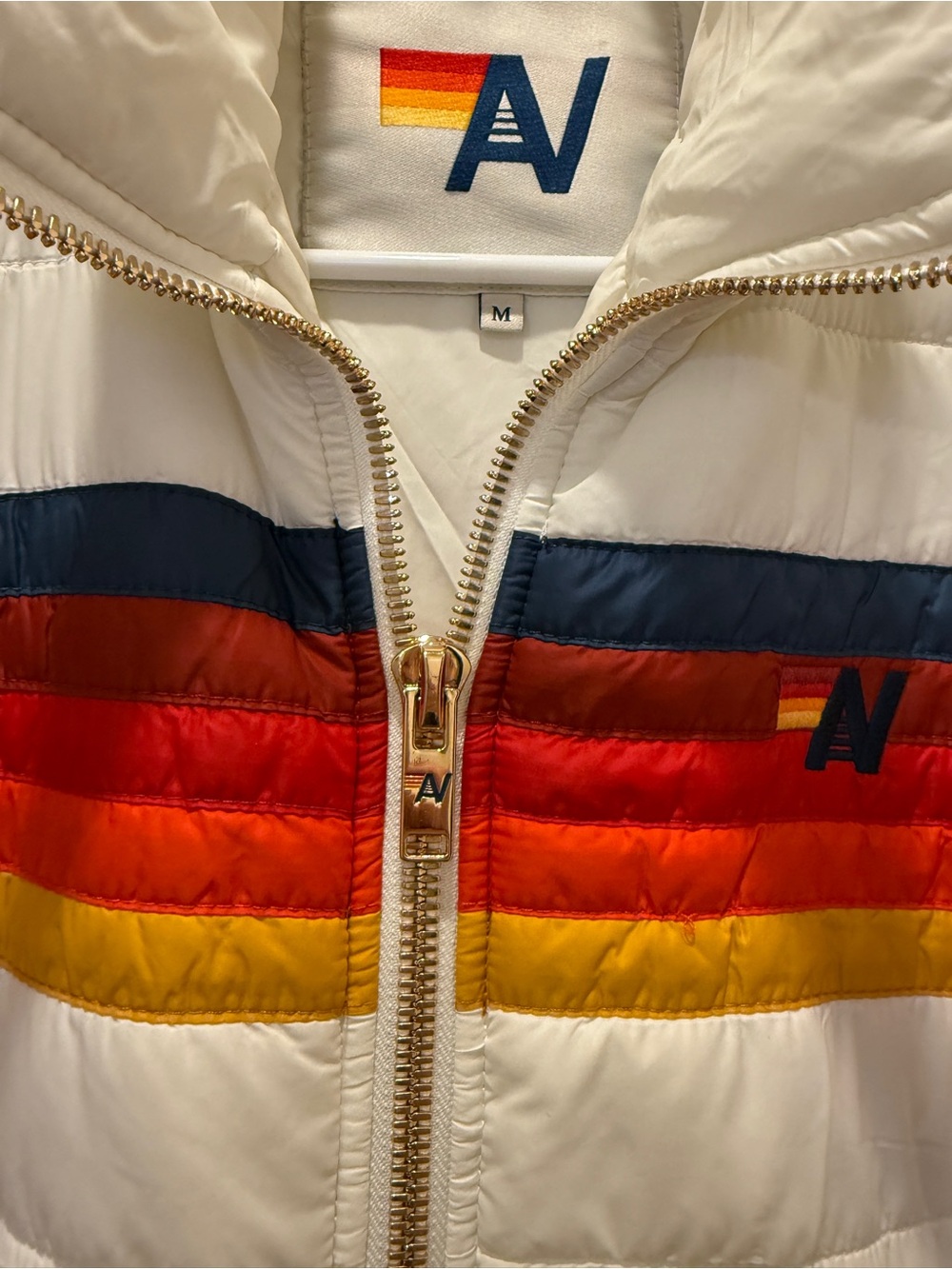 Aviator Nation 5 Stripe Puffer Jacket - White (Size Medium - NWOT) - Picture 4 of 15